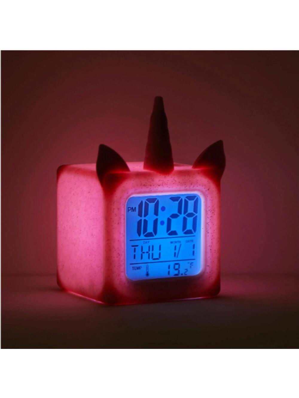 New Your zone LED color changing glitter pink Unicorn alarm clock new in box